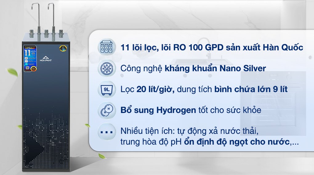 Hoa Phat HPN666 Hot Cold Warm RO Water Purifier 11 Filters